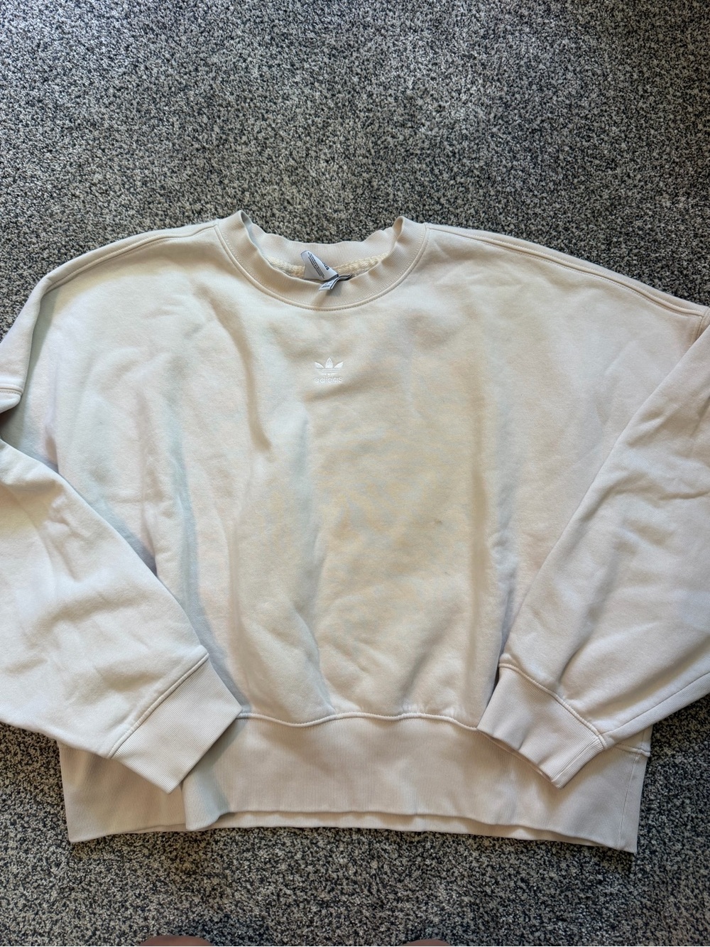 adidas Trefoil Crewneck Sweatshirt in Light Beige/Cream
